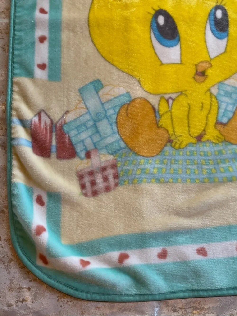 Vintage 2001 Baby Tweety Bird Looney Tunes Crib Blanket Plush Infant 28x42 Y2K